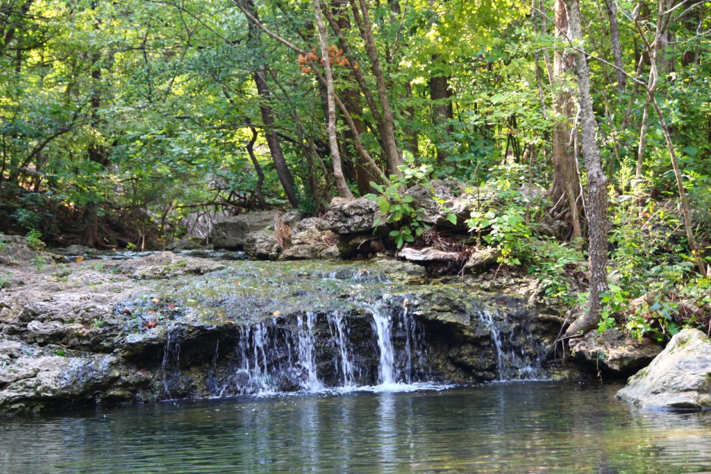trail in branson with waterfall