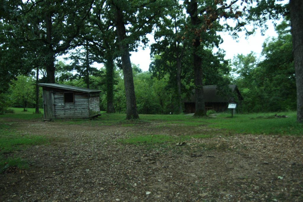 old cabin at the end of a branson hiking trail